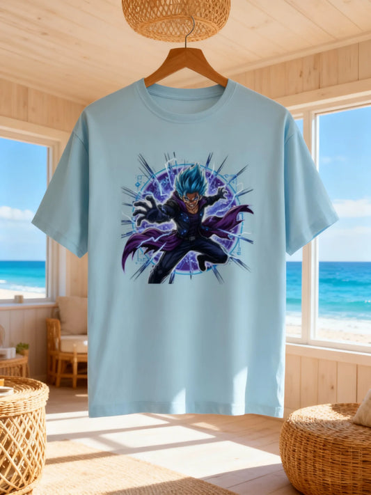 Anime Warrior Power Surge Men’s Graphic T-Shirt – Casual Streetwear Classic Crew T-Shirt