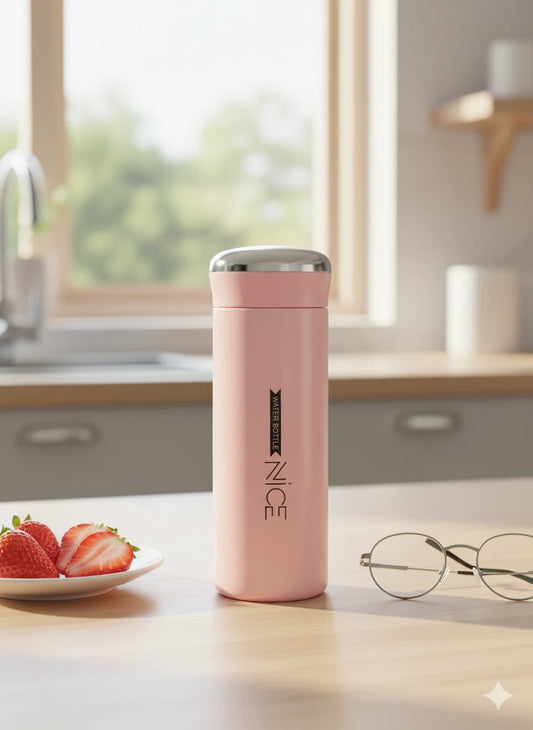 Premium Pink Glass Water Bottle – 400ml Leak-Proof, Modern Oval Design | Lightweight, Reusable & Portable Hydration Bottle