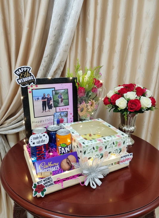 Luxury 25th Anniversary Gift Hamper with Cake