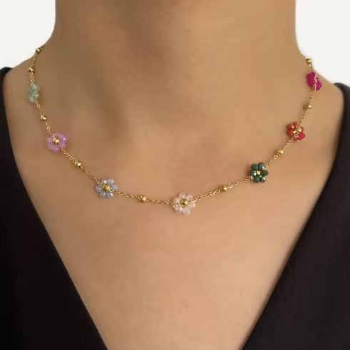 Multicolor Floral Pendant for Women | Gold-Tone | Anti-Tarnish Stainless Steel