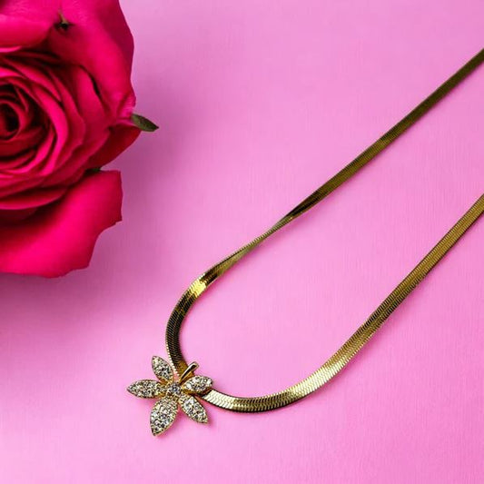 Gold Plated Floral Pendant Necklace for Women | Anti-Tarnish | Stainless Steel Jewellery