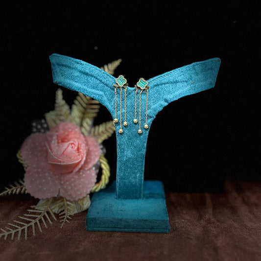 Gold Clover Drop Chain Earrings for Women | Anti-Tarnish Stainless Steel Jewelry