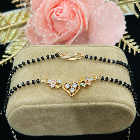 Rose Gold Heart Mangalsutra for Women | Stainless Steel | Anti-Tarnish | Black Bead Chain | Daily & Party Wear Jewelry