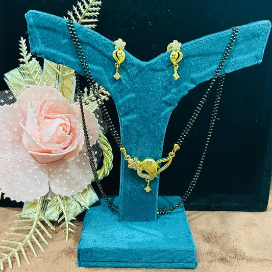 Gold Plated Mangalsutra Set for Women | Leaf & Floral Pendant Design | Anti-Tarnish Stainless Steel Jewelry