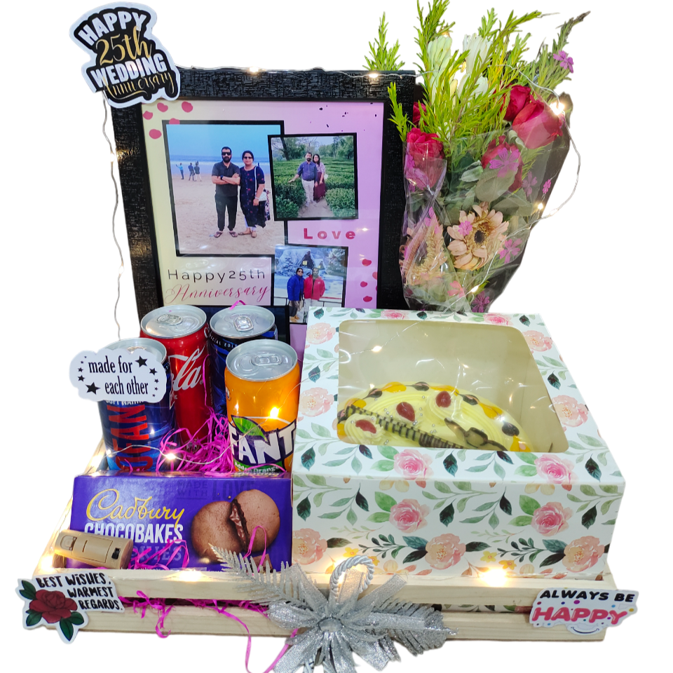 Luxury 25th Anniversary Gift Hamper with Cake