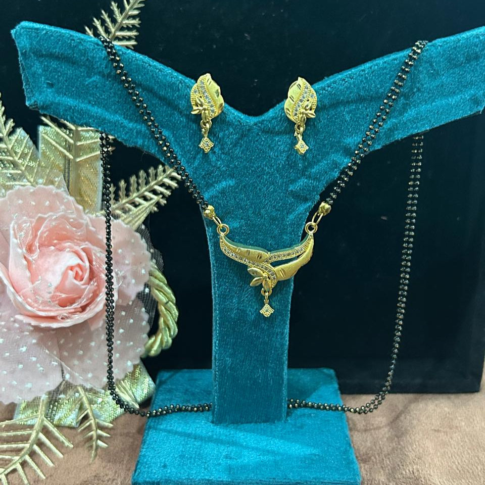 Gold Plated Mangalsutra Set for Women | Elegant Leaf Motif Design | Anti-Tarnish Stainless Steel Jewelry