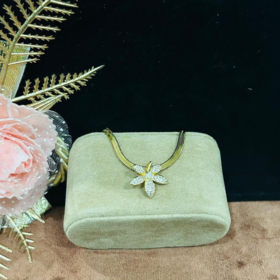 Gold Plated Floral Pendant Necklace for Women | Anti-Tarnish | Stainless Steel Jewellery