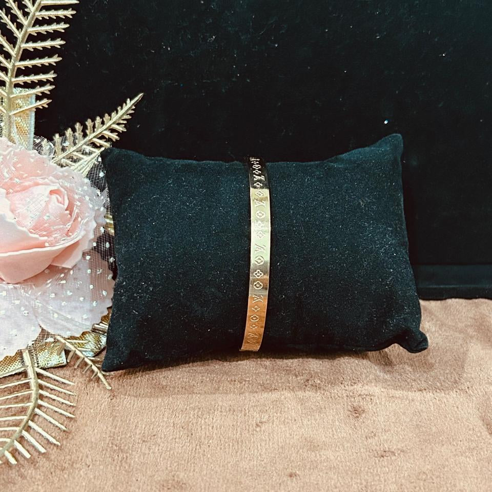 Rose Gold Engraved Bangle Bracelet for Women | Anti-Tarnish Stainless Steel Jewelry