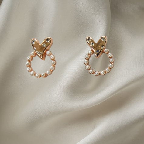 Rose Gold Heart & Pearl Hoop Earrings for Women | Anti-Tarnish Stainless Steel Jewelry