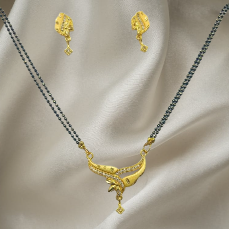 Gold Plated Mangalsutra Set for Women | Elegant Leaf Motif Design | Anti-Tarnish Stainless Steel Jewelry