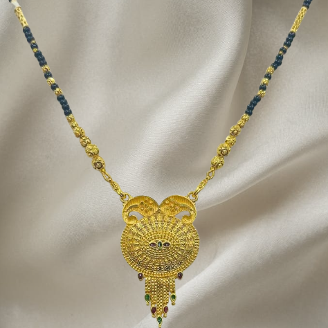 Gold Plated Traditional Mangalsutra for Women | Temple-Inspired Pendant with Multicolor Stones | Anti-Tarnish Stainless Steel