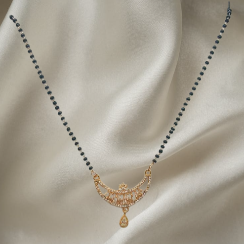 Elegant Rose Gold Mangalsutra for Women | CZ Stone Pendant | Anti-Tarnish Stainless Steel | Daily & Party Wear