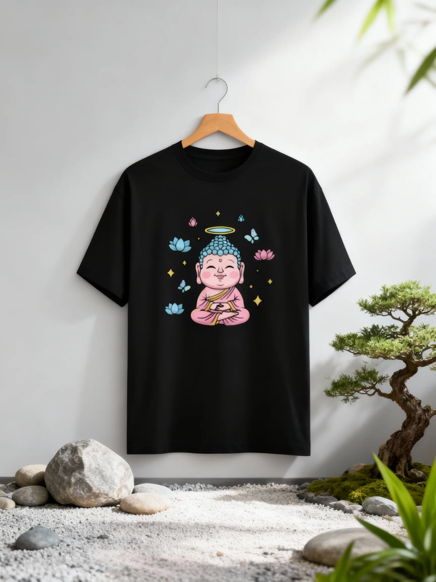 Trendy Women’s Buddha & Peace Graphic T-Shirt – Stylish Casual Wear Classic Crew T-Shirt