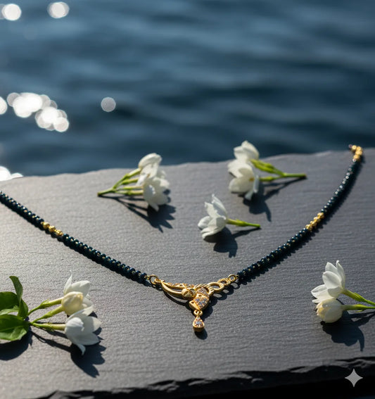 Elegant Daily Wear Gold-Plated Mangalsutra for Women | CZ Stone Pendant | Anti-Tarnish Stainless Steel