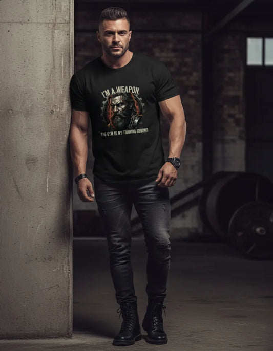 Men’s Motivational Gym T-Shirt – “I’m a Weapon, The Gym is My Training Ground” Basic T-Shirt