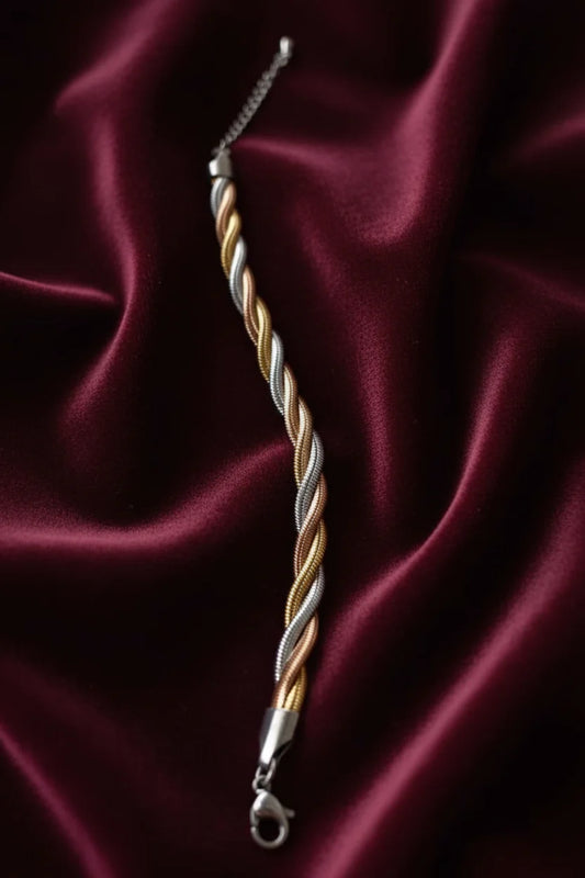 Rose Gold & Silver Twist Chain Bracelet for Women | Anti-Tarnish Stainless Steel Jewelry