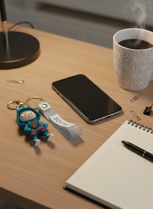 Labubu Cartoon Keychain Blue Color – Funky Rubber Key Ring for Bags, Bikes & Gifts