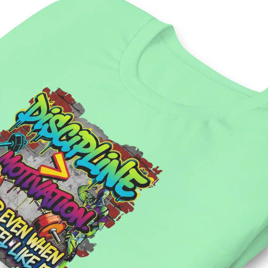 Unisex Motivational T-Shirt – “Discipline Over Motivation” Graphic Gym & Casual Tee | Classic Crew T-Shirt