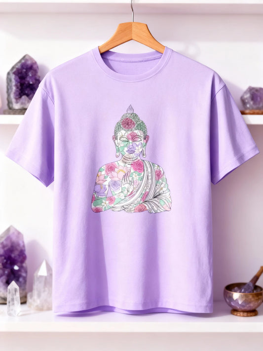 Women’s Buddha & Peace Graphic T-Shirt – Stylish & Mindful Casual Wear Classic Crew T-Shirt