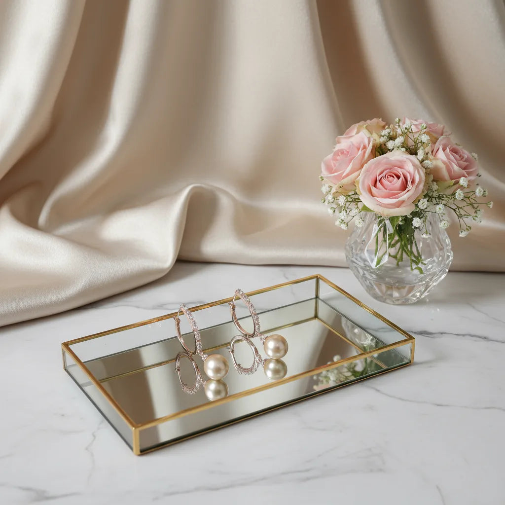 Rose Gold Pearl Drop Earrings for Women | Crystal Studded | Anti-Tarnish Stainless Steel Jewelry