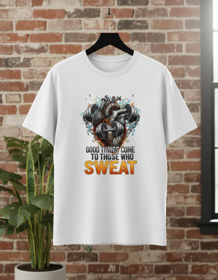 Unisex Basic T-Shirt "Good Things Come to Those Who Sweat" | Gym & Casual
