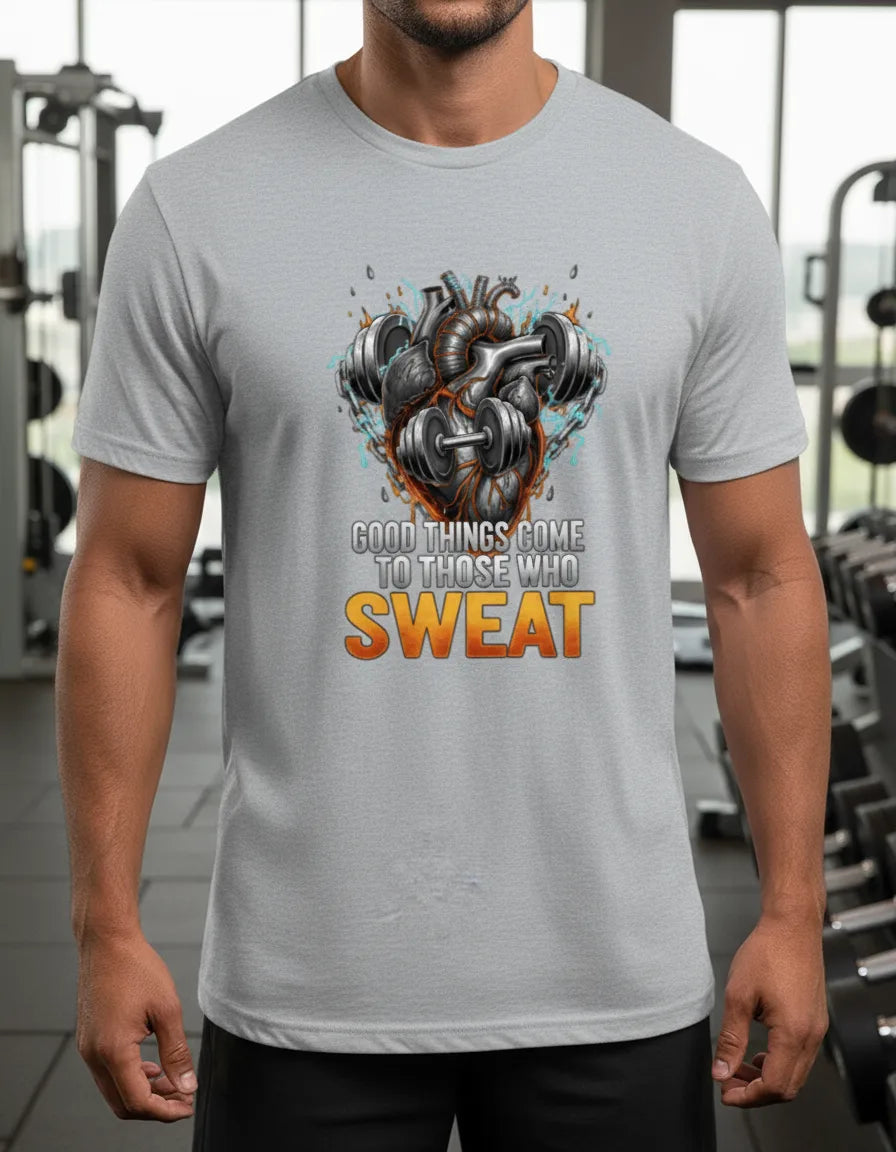Unisex Basic T-Shirt "Good Things Come to Those Who Sweat" | Gym & Casual