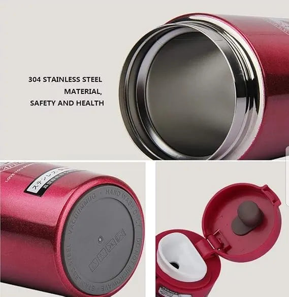 Premium Stainless Steel Coffee Mug – 300ml Pink Thermos Flask | Double Wall Insulated, Spill-Proof Travel Mug with Smart Lid