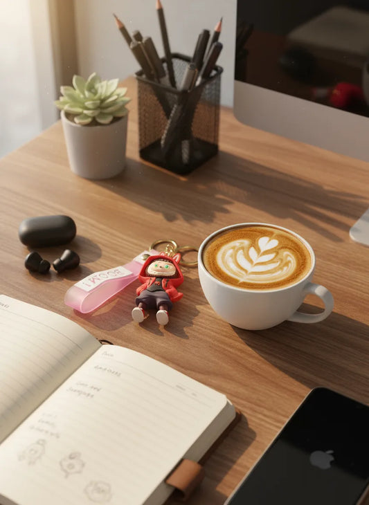 Labubu Cartoon Keychain Red Color – Funky Rubber Key Ring for Bags, Bikes & Gifts