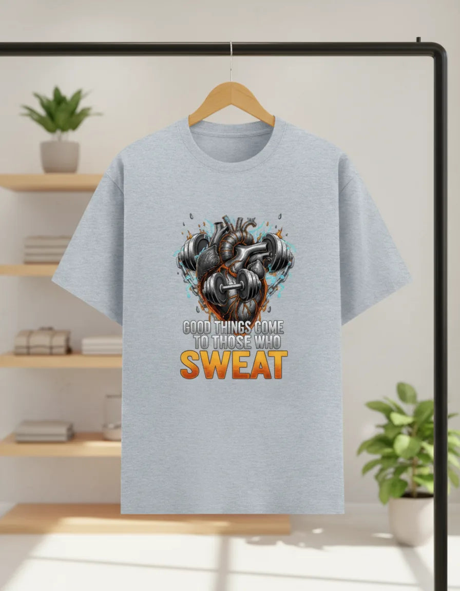 Unisex Basic T-Shirt "Good Things Come to Those Who Sweat" | Gym & Casual