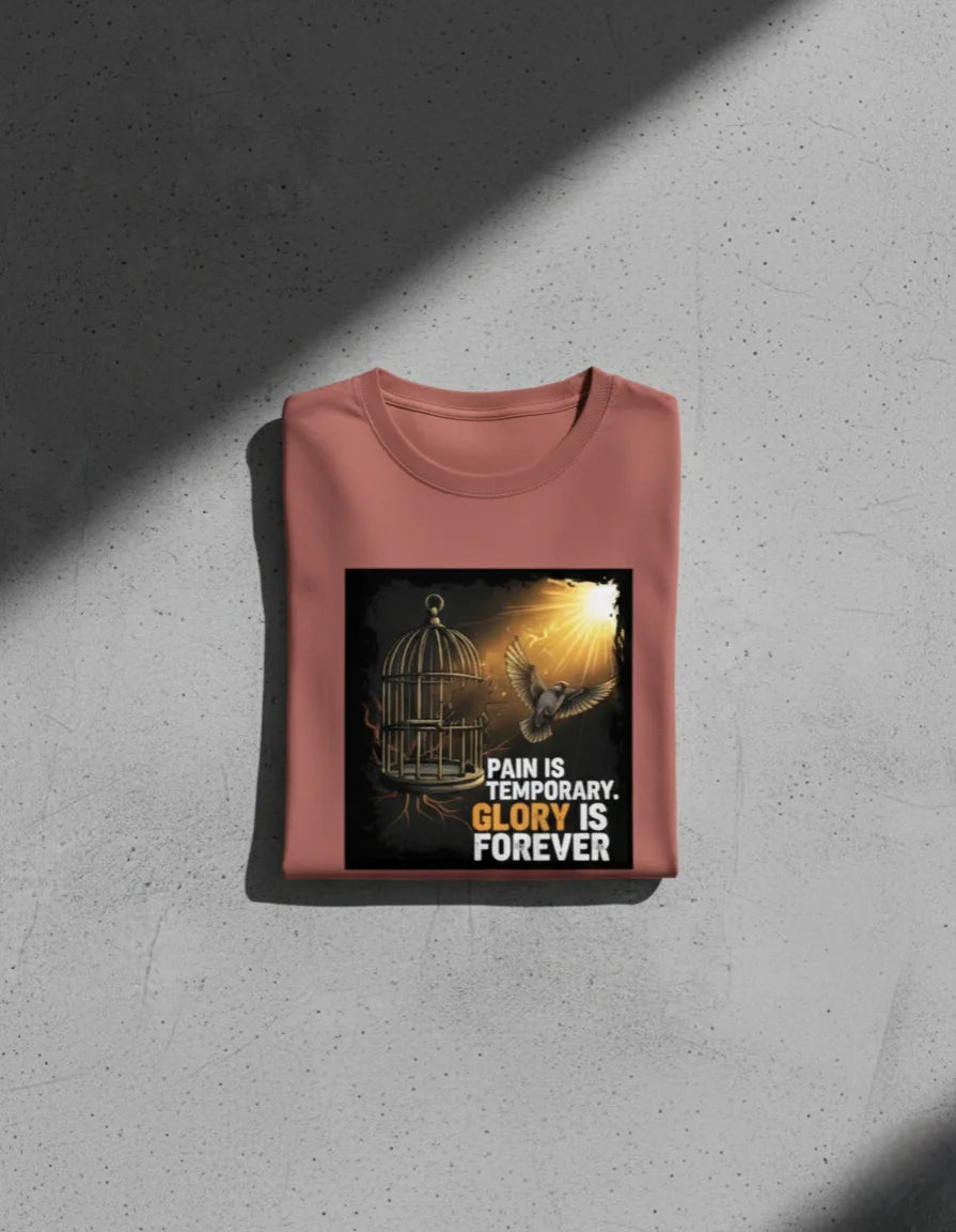 Unisex “Pain is Temporary, Glory is Forever” Motivational Casual Wear Classic Crew T-Shirt