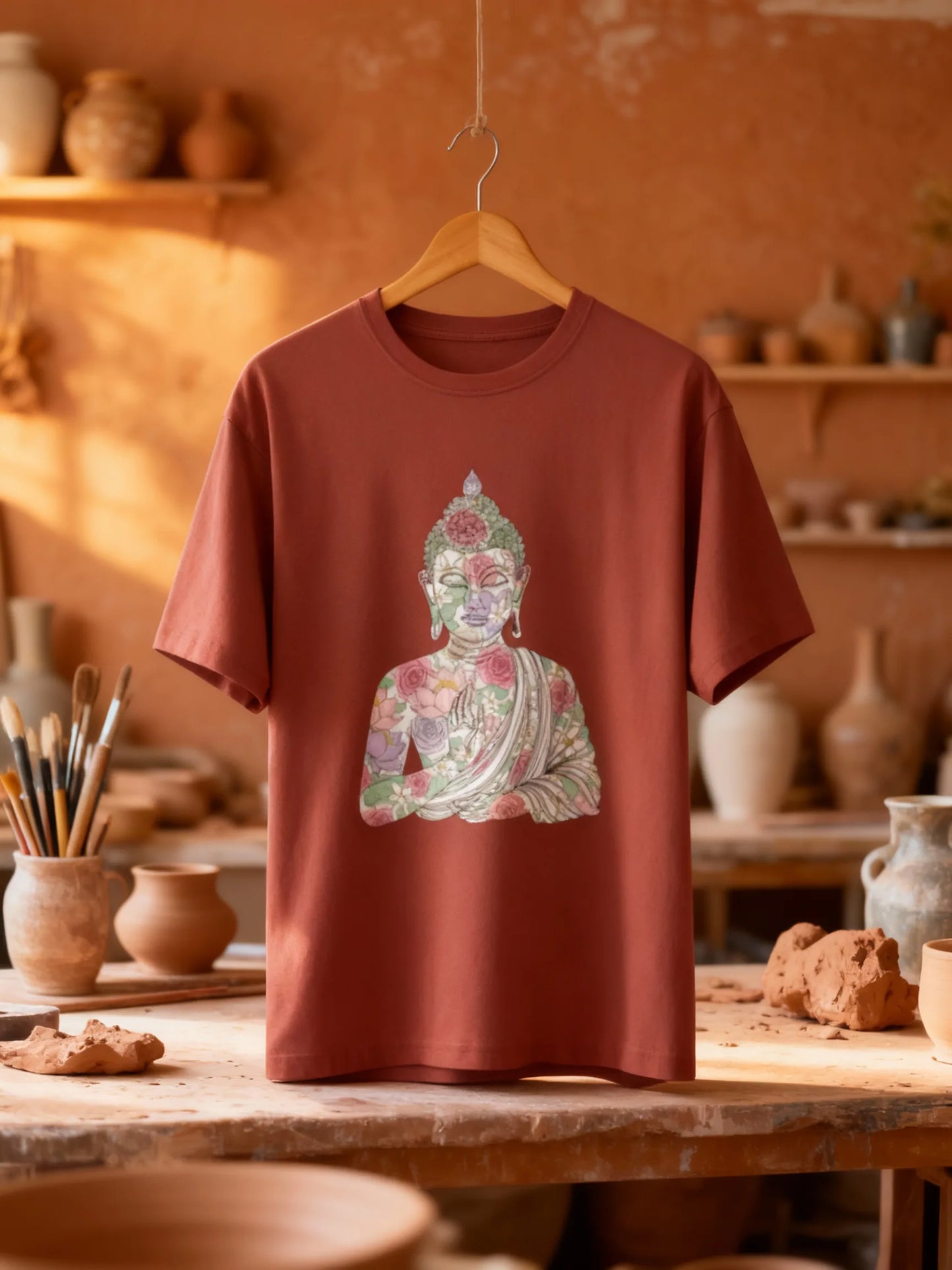Women’s Buddha & Peace Graphic T-Shirt – Stylish & Mindful Casual Wear Classic Crew T-Shirt
