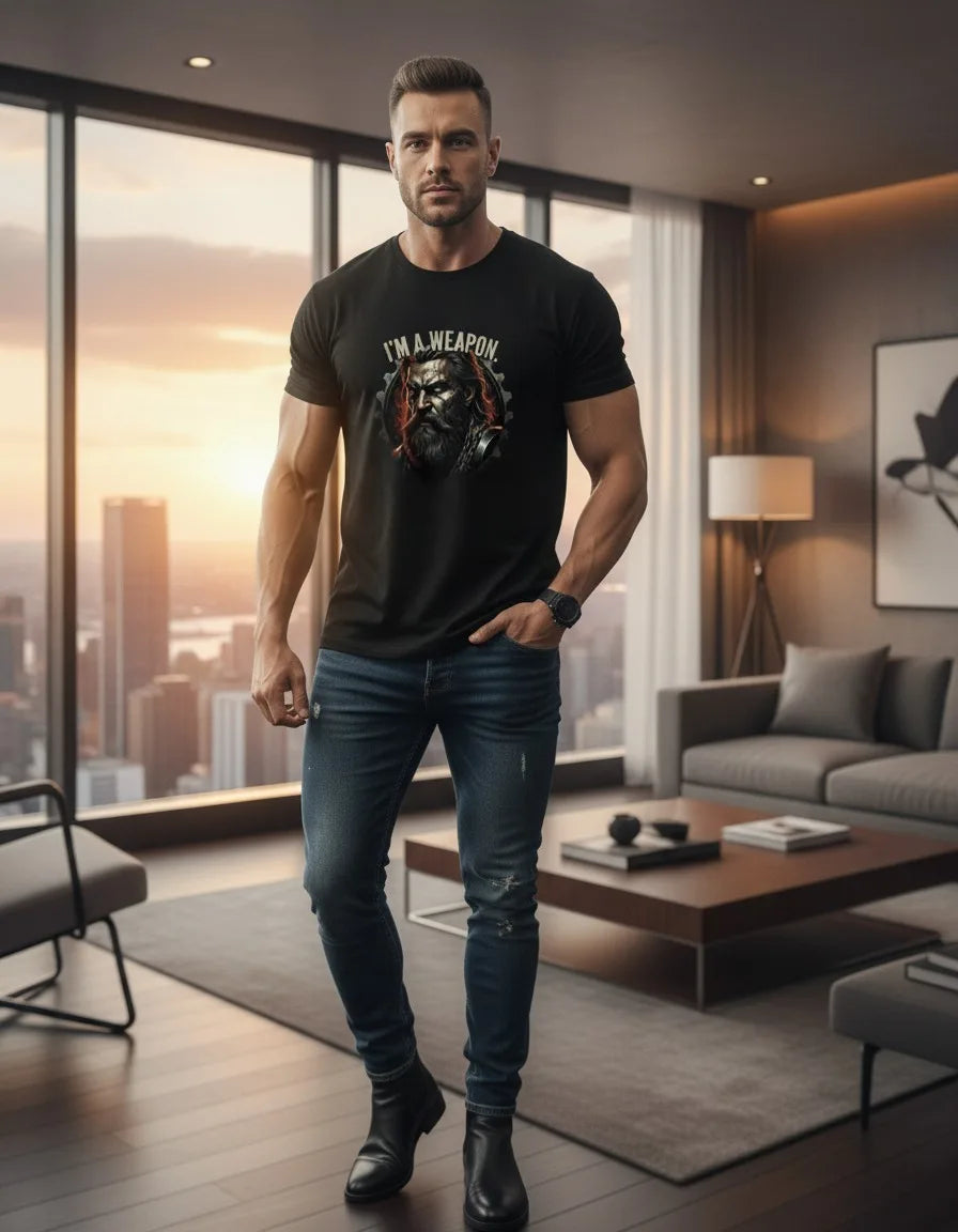 Men’s Motivational Gym T-Shirt – “I’m a Weapon, The Gym is My Training Ground” Basic T-Shirt