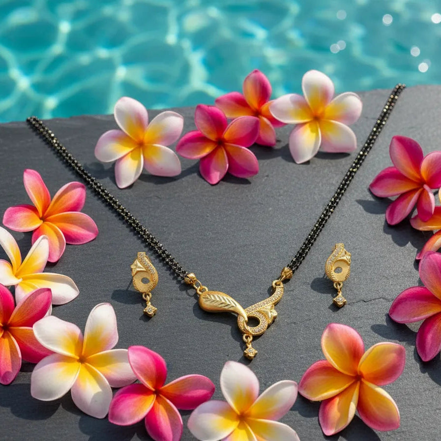 Gold Plated Mangalsutra Set Anti-Tarnish Water Proof Daily Wear