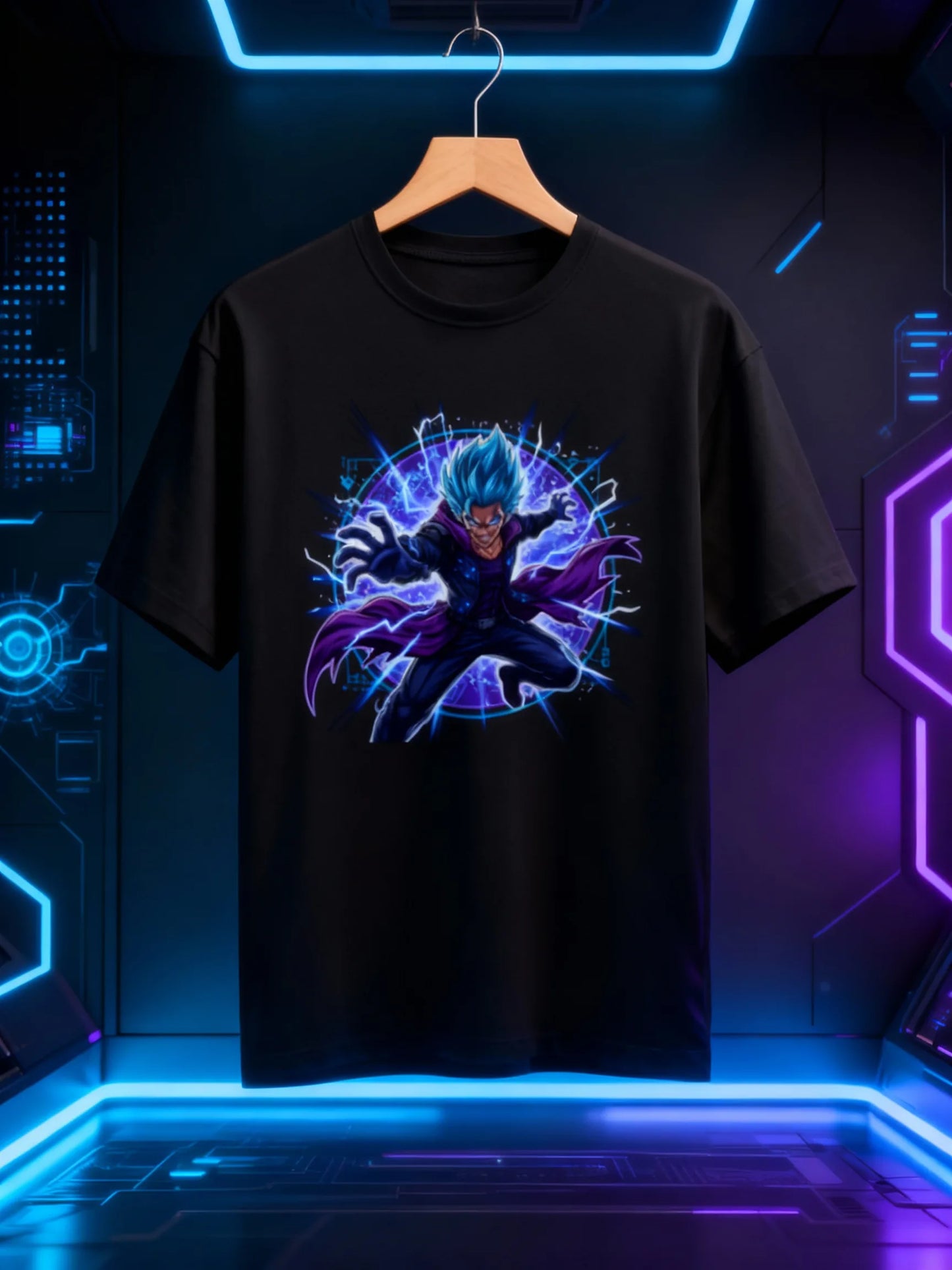 Anime Warrior Power Surge Men’s Graphic T-Shirt – Casual Streetwear Classic Crew T-Shirt