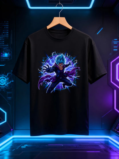Anime Warrior Power Surge Men’s Graphic T-Shirt – Casual Streetwear Classic Crew T-Shirt