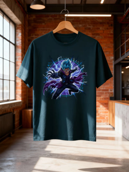 Anime Warrior Power Surge Men’s Graphic T-Shirt – Casual Streetwear Classic Crew T-Shirt