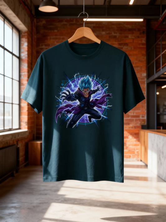 Anime Warrior Power Surge Men’s Graphic T-Shirt – Casual Streetwear Classic Crew T-Shirt