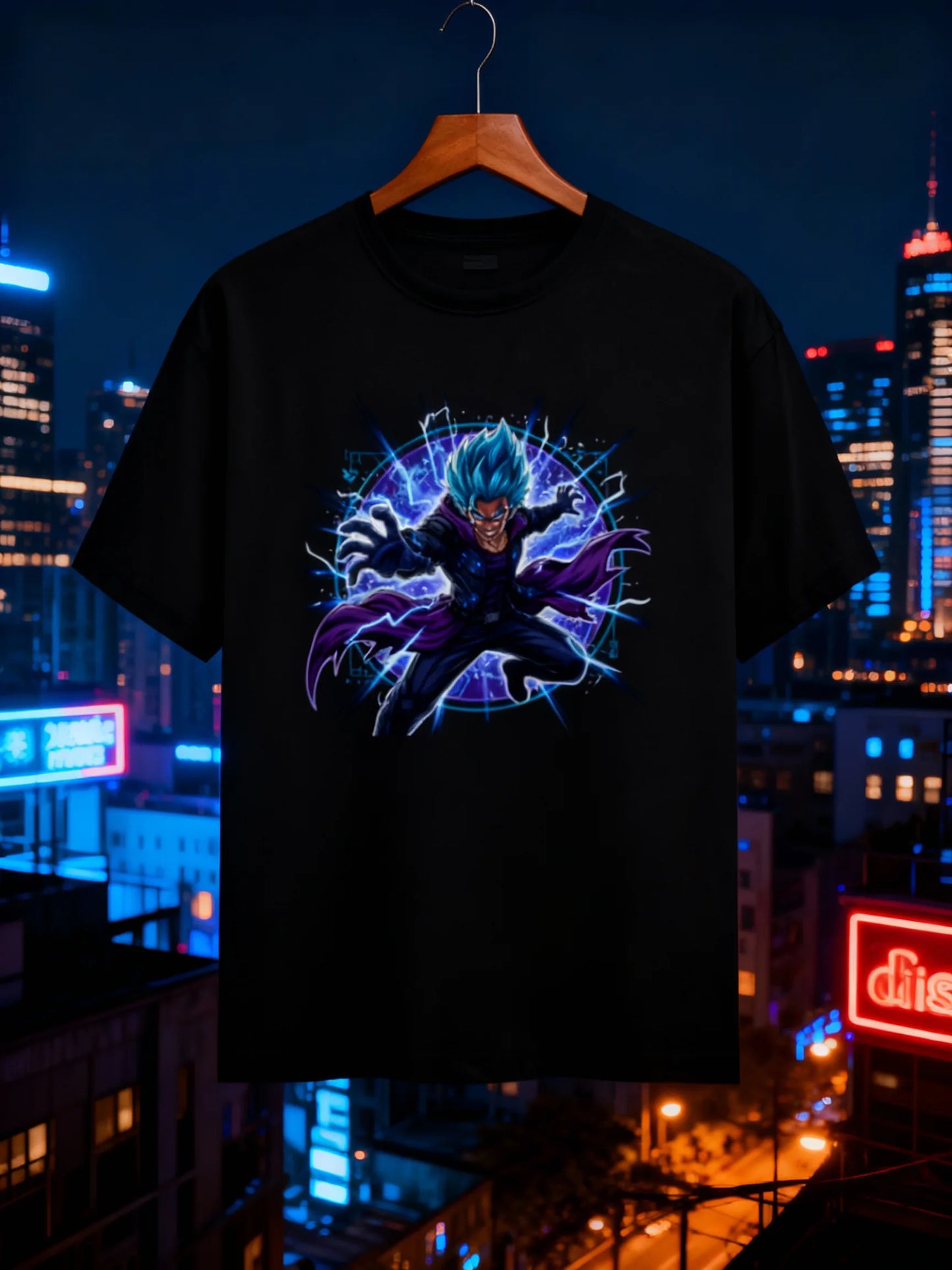Anime Warrior Power Surge Men’s Graphic T-Shirt – Casual Streetwear Classic Crew T-Shirt