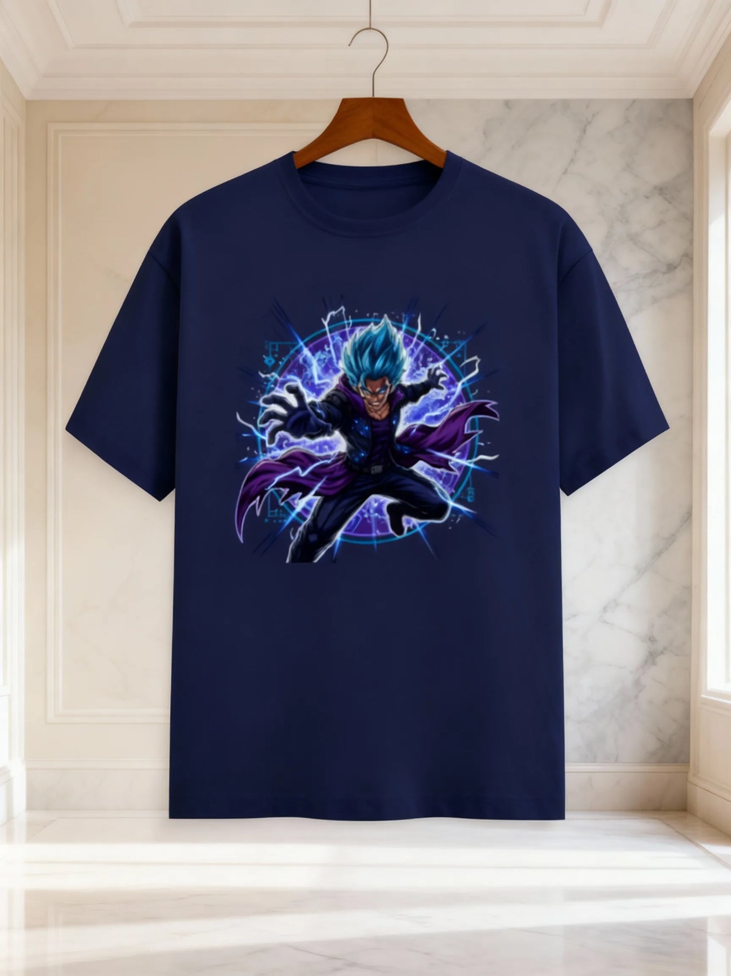 Anime Warrior Power Surge Men’s Graphic T-Shirt – Casual Streetwear Classic Crew T-Shirt