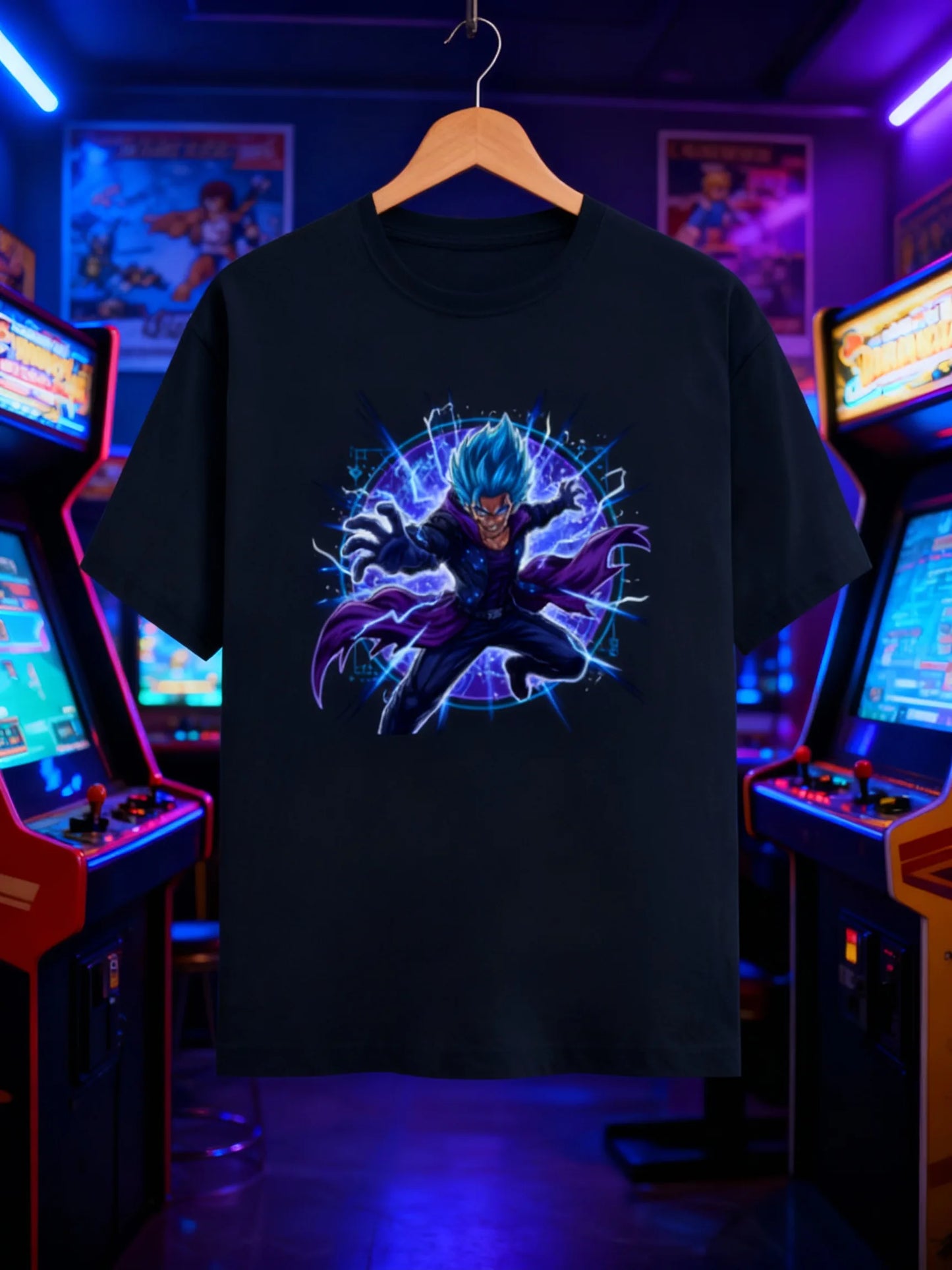 Anime Warrior Power Surge Men’s Graphic T-Shirt – Casual Streetwear Classic Crew T-Shirt