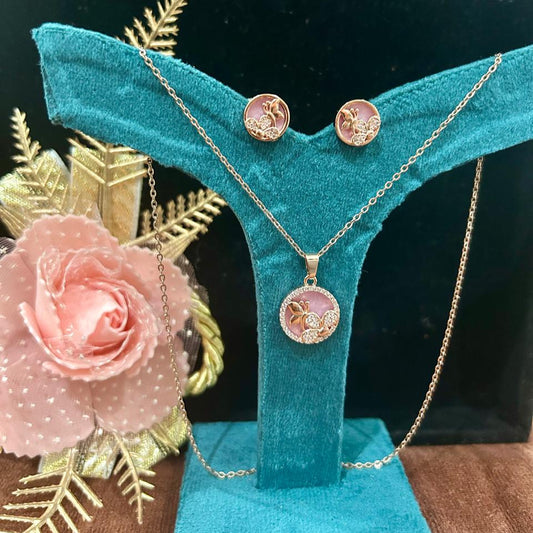 Rose Gold Stainless Steel Pendant Set for Women | Anti-Tarnish | Floral Charm Design