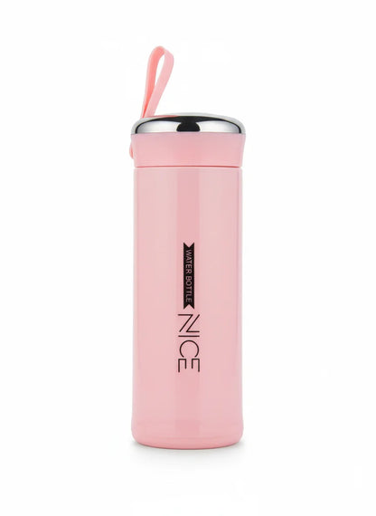 Premium Pink Glass Water Bottle – 400ml Leak-Proof, Modern Oval Design | Lightweight, Reusable & Portable Hydration Bottle