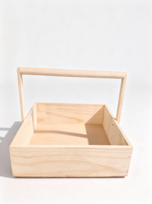 Pine Wood Gift Hamper Basket with Handle