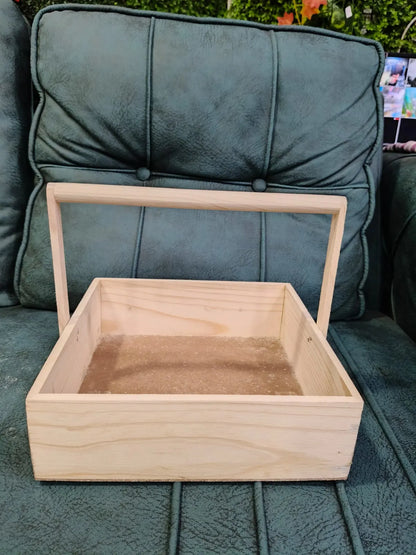 Premium Pine Wood Gift Hamper Basket with Handle – Elegant Wooden Tray for Gifting & Decor