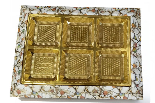 Golden 6-Slot Tray wooden for dry fruit packing
