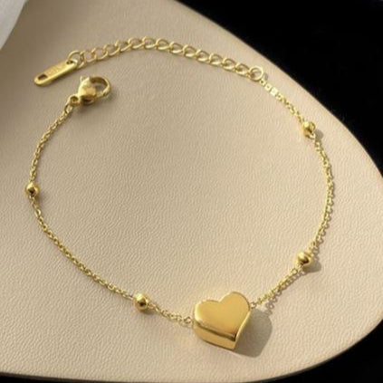 Gold Heart Charm Bracelet for Women | Minimal Design | Anti-Tarnish Stainless Steel Jewelry