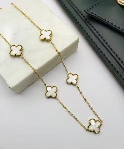 Gold Clover Motif Pendant Set for Women | Minimal Design | Anti-Tarnish Stainless Steel Jewellery