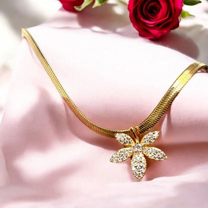 Gold Plated Floral Pendant Necklace for Women | Anti-Tarnish | Stainless Steel Jewellery