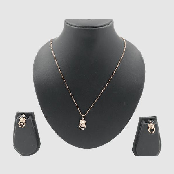 Rose Gold Teddy Bear Pendant Set for Women | Cute Design | Anti-Tarnish Stainless Steel Jewelry