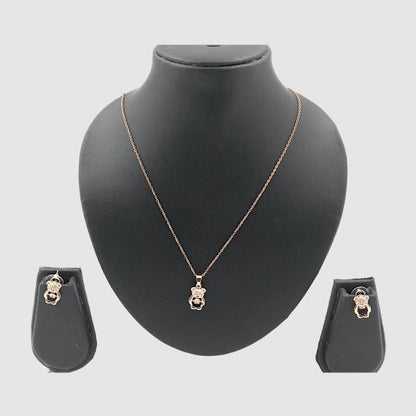 Rose Gold Teddy Bear Pendant Set for Women | Cute Design | Anti-Tarnish Stainless Steel Jewelry